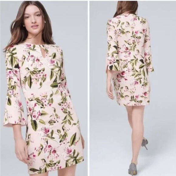 WHBM Floral Petal Sleeve Shift Dress, size 2 - Picture 1 of 7
